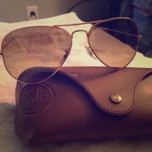 Rose gold RayBan aviators